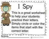 I Spy- Letter/Sound Recognition Packet