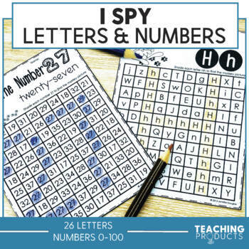 Preview of Letter and Number Recognition Activities and Worksheets Bundle I Spy
