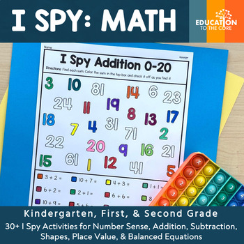 Preview of I Spy: Math Worksheets, Differentiated Math Activities, Interactive Math Centers