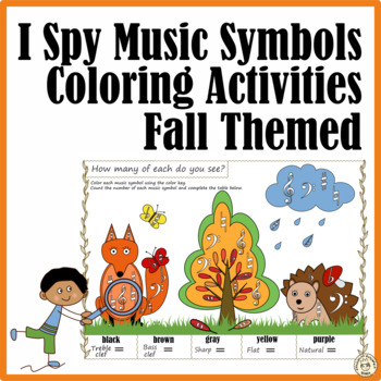 Preview of I Spy Music Symbols Coloring Activities | Fall Themed