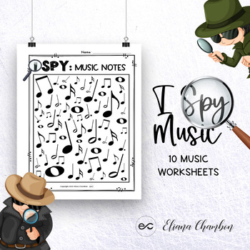 Preview of I Spy Music Theoy Worksheet - Early Finishers Activities - Game - I Can Find