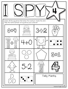 kindergarten math worksheets i spy numbers 1 10 by andrea knight