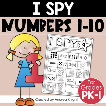 Preview of Kindergarten Math Worksheets - I Spy Numbers 1-10