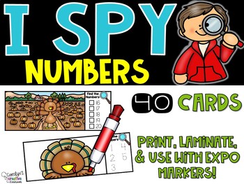 Preview of I Spy Numbers 1-20 - Turkey Numbers Math Center