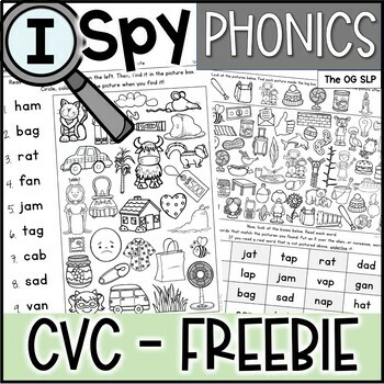 Preview of I Spy Phonics Coloring Pages FREE PREVIEW CVC Short A Words