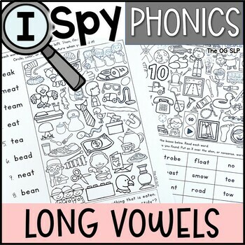 Preview of I Spy Phonics Coloring Pages LONG VOWELS (Magic E & Vowel Teams)