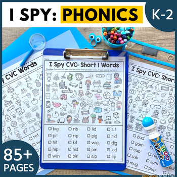 Preview of I Spy: Fun Phonics Worksheets - End of the Year Activities 