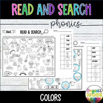 Preview of I Spy Phonics Worksheets, Hidden Pictures, Colors,Morning Work, CVC