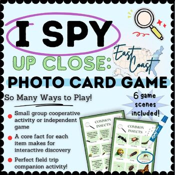 Preview of I Spy Photo Card Game: CLOSE UP│6 scenes│East Coast Trees, Birds, Bugs, & More