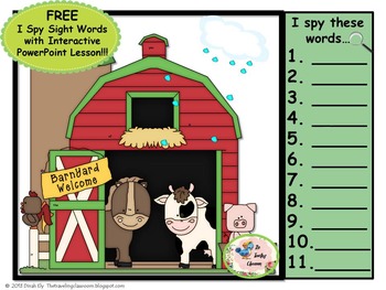 Preview of I Spy Sight Words An Interactive PowerPoint Lesson {Free}