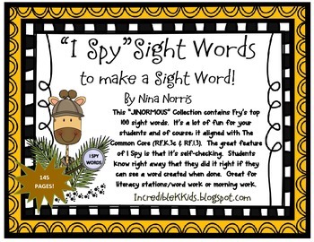 Preview of I Spy Sight Words to make a Sight Word MEGA PACK- Fry's top 100!!