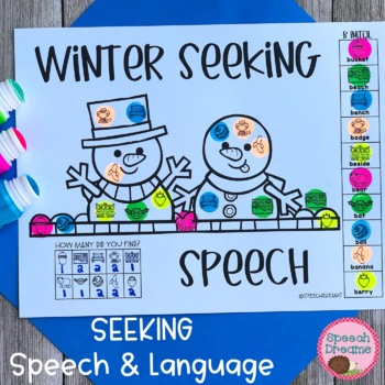 Preview of Word Associations Speech Therapy I Spy Speech Articulation Worksheets for Winter