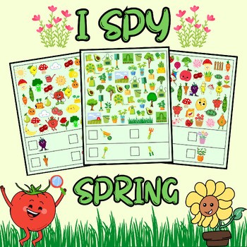 Preview of I Spy Spring : 10 Printable & Digital Pages, with Solutions, for All Levels.