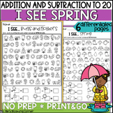I Spy Spring Addition and Subtraction within 10 and 20 Worksheets