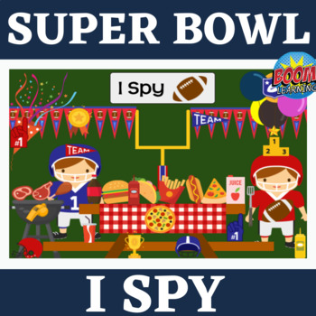 Preview of I Spy Super Bowl Barbeque Party - Boom Cards Distance Learning