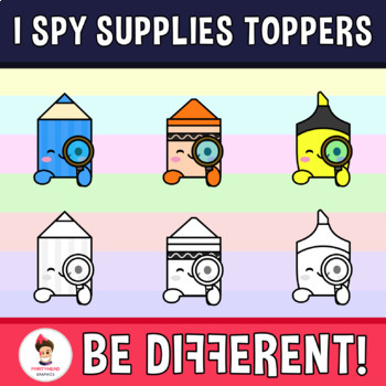 I Spy School Supplies Toppers Clipart Back To School by PartyHead