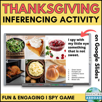 Preview of I Spy Thanksgiving Food Game | Critical Thinking and Inferencing Activity