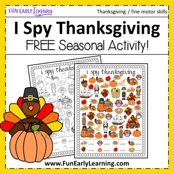 I Spy Thanksgiving Free Printable by Fun Early Learning TPT