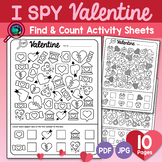 I Spy Valentine’s Day | Find and Count Activity Sheets | P