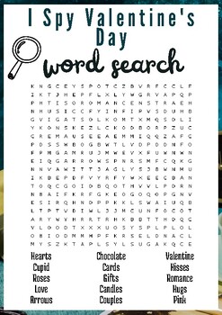 Preview of I Spy Valentine's Day No Prep Word search puzzle worksheet activity