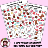 I Spy Valentine's Day worksheets- How many can you find?"
