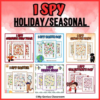 Preview of I Spy Worksheets Seasonal Bundle | Fun Games & Activities