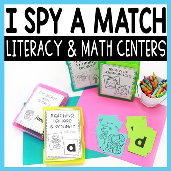 Preview of Matching Games for Kindergarten & 1st Grade Math & Literacy Centers - 200 Games!