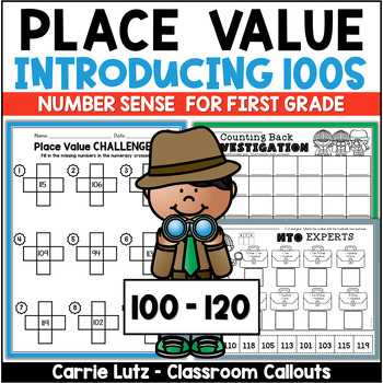 Preview of Place Value Worksheets 100 to 120 – Introducing the Hundreds Place