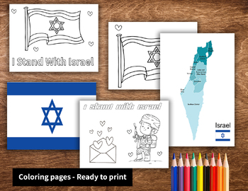 Preview of I Stand With Israel -Support Israel -coloring pages Israel - Coloring pages