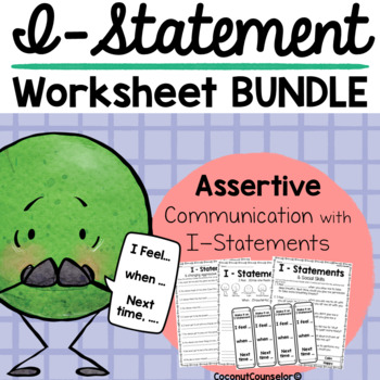 Preview of I-Statement Worksheet and Bookmark Bundle | Assertive Communication Skills