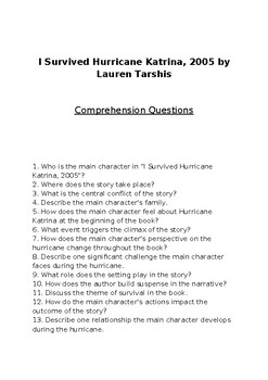 I Survived Hurricane Katrina, 2005 Comprehension & Essay Questions ...