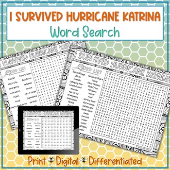 Preview of I Survived Hurricane Katrina Word Search Puzzle Activity