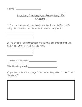 Preview of I Survived the American Revolution 1776 worksheets (all chapters 1 - 18)