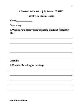 Preview of I Survived the Attacks of 9/11/2001 by Lauren Tarshis Comprehension Question