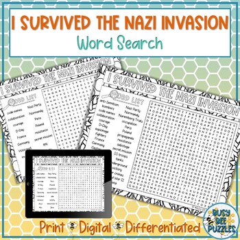 Preview of I Survived the Nazi Invasion Word Search Puzzle Activity