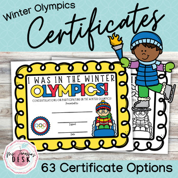 Preview of I WAS IN THE WINTER OLYMPICS! Certificate of Completion and Participation Award