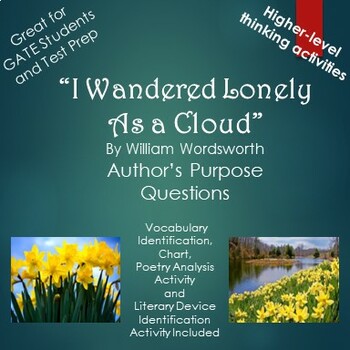Preview of I Wandered Lonely as a Cloud by William Wordsworth Poetry Analysis Activities