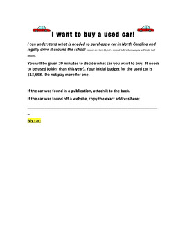 Preview of Understanding Interest:  I Want to Buy A Used Car Project