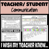 I Wish My Teacher Knew... Form for Teacher/ Student Communication