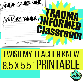 Preview of I Wish My Teacher Knew - Middle & High School - Trauma informed classroom