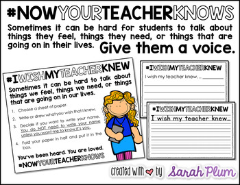Preview of I Wish My Teacher Knew {Now Your Teacher Knows}