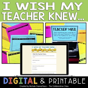 Preview of I Wish My Teacher Knew Student Form | SEL Idea | Print & Digital 