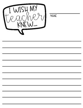 I Wish my Teacher Knew... Writing Prompt Letter | TPT
