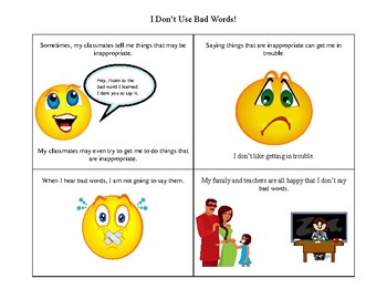 Preview of I Won't Repeat Bad Words, a Social Story for Using Appropriate Language
