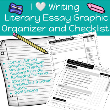 Preview of I ❤️ Writing - Literary Essay Graphic Organizer & Checklist -Write About Reading
