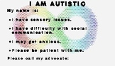 I am Autistic Information cards