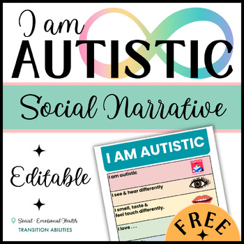Preview of I am Autistic PRINTABLE | Social Narrative | Autism Awareness Story FREEBIE