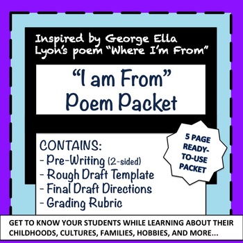 Preview of "I am From" Poem Packet: Back-to-School!