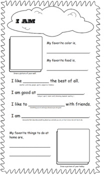 Preview of I am : Introduction Worksheets