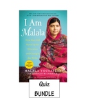 I am Malala Reading Check Quiz Bundle (Ch. 2, 6, 8, 10, 14